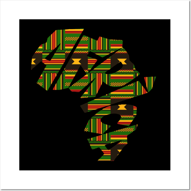 Africa Map with Kente Pattern, African Style Wall Art by kentevibes